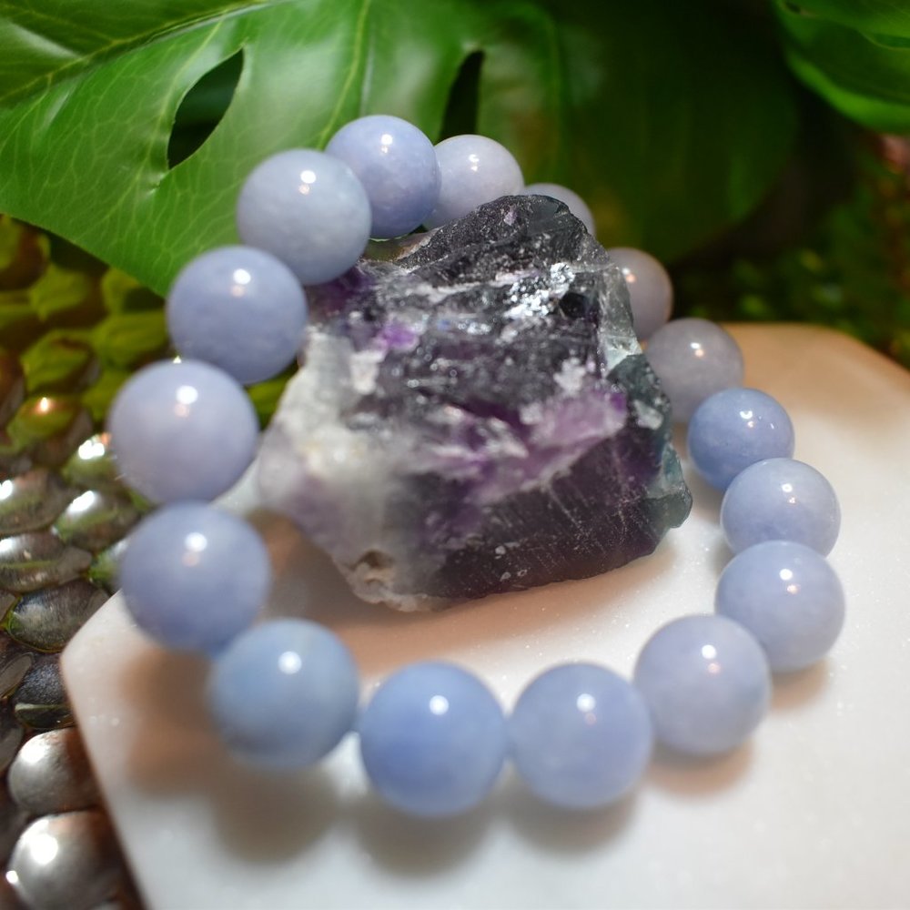 Aquamarine Quartz Bead Stretch Bracelet